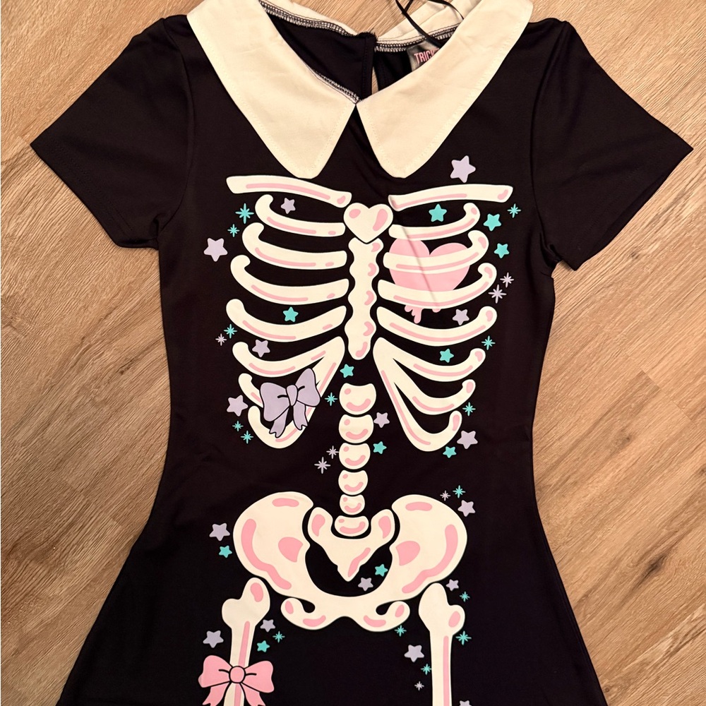 Trickz n Treatz Skeleton Dress - Black and Pink